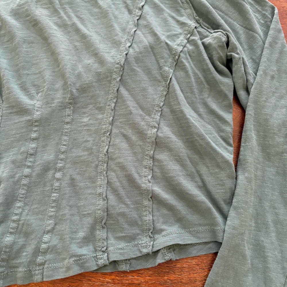 Pilcro by Anthropology Seamed LS Top Womens XL Dark Turquoise Cotton - Picture 5 of 11